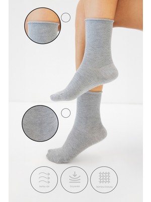 Bamboo Star Bambu Kadın Lastiksiz Beyaz Soket Dikişsiz Premium Çorap Iz Bırakmaz - Sıkmayan Çorap