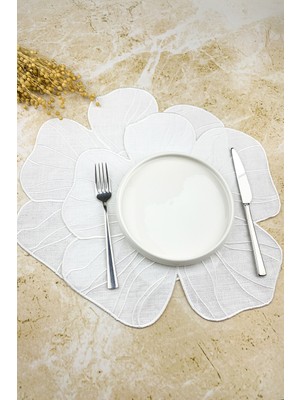 Handanca Beyaz Renkli Bloom Çiçek Nakışlı 2'li Amerikan Servis