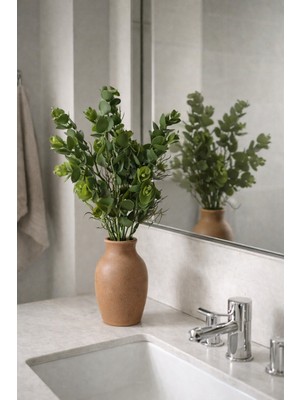 Handanca 6 Dallı Doğal Görünümlü Yüksek Kaliteli Yapay Yeşil Okaliptüs Demet – 55 cm