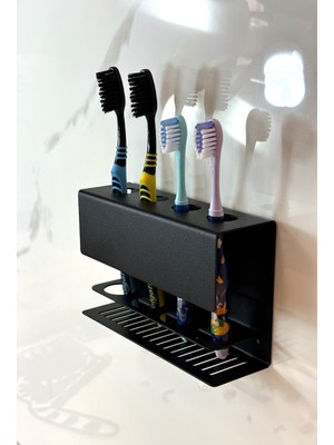 PremiumPort Pratik Metal Diş Fırçası Tutucu Stand, Duvara Monte, 10X15,5X5 cm