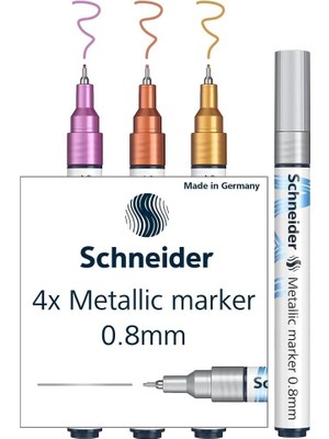 Schneider Paint-It Metalik Marker 4'lü Set (Set 2, Çizgi Kalınlığı 0,8 Mm, Yeni Pigment Teknolojisi,