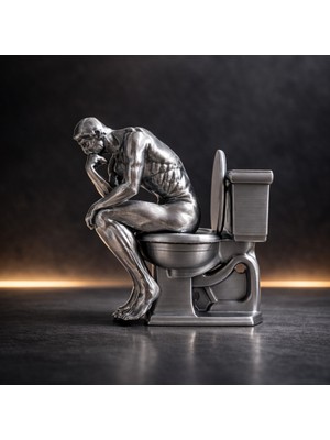 Handanca 3D Baskı Düşünen Adam Biblo 8 cm – Mizahi Wc Figürü | Ofis Masaüstü Dekor | Ilginç Hediyelik Obje