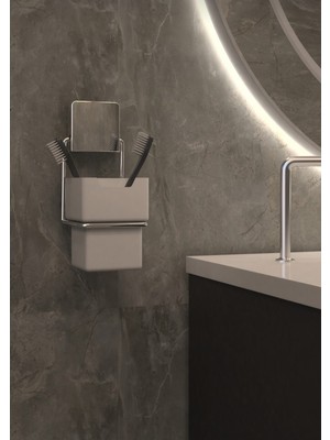 PremiumPort Şık ve Pratik Krom Diş Fırçalık, Kolay Yapışkanlı Tasarım