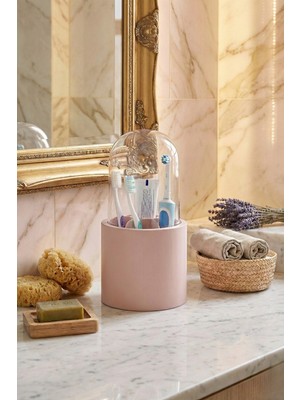 PremiumPort 7 Bölmeli Mika Kapaklı Toz Geçirmez Diş Fırçalık ve Macun Organizeri