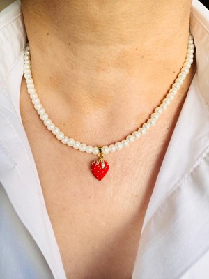 Devi Fashion Çilek Uçlu Inci Kolye 43 cm