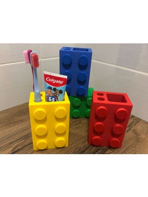 PremiumPort Renkli 3D LEGO Tasarımlı Diş Fırçalık ve Macun Düzenleyici