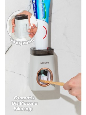 PremiumPort Pratik Otomatik Diş Macunu Sıkacağı, Duvara Monte, Kolay Kullanım