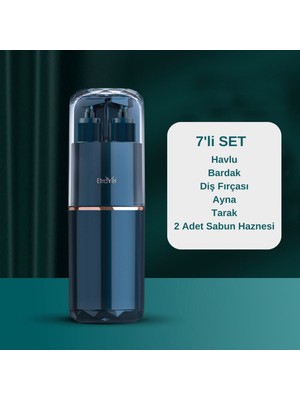 PremiumPort 7'li Lacivert Seyahat Dolum Şişesi Seti, Havalı ve Pratik Kullanım