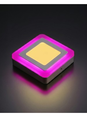 Cnl Kare Sıva Üstü LED Spot Armatür 9 Watt Çift Renk Üç Kademe Pembe Günışığı Gece Lambası