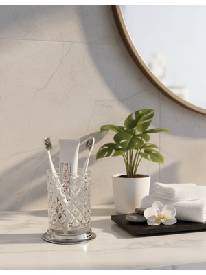 PremiumPort Parlak ve Şık Kristal Diş Fırçalık, Hijyenik ve Şık Tasarım