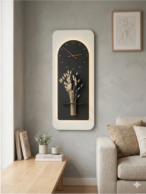 Serengeti Art Açelya Ahşap Pilli Ledli Iskandinav Tarzı Salon Duvar Rafı Modern Çiçeklik 38X100 cm