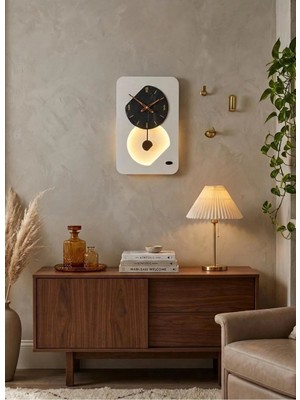 Serengeti Art Nairobi Ledli Ahşap Salon Duvar Saati Quartz Ultra Sessiz Mekanizma 55 cm x 34 cm