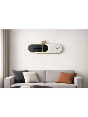 Serengeti Art Kardelen Ahşap Pilli Ledli Iskandinav Tarzı Salon Duvar Rafı Modern Çiçeklik 110 x 28 cm