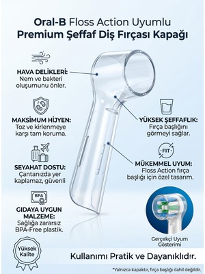 PremiumPort Diş Fırçası Başlığı Koruma Kapağı, Hijyen ve Koruma Için Güvenilir
