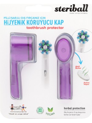 PremiumPort Şarjlı ve Pilli Diş Fırçaları Için Hijyenik Koruma Kılıfı, 2'li Mor Set