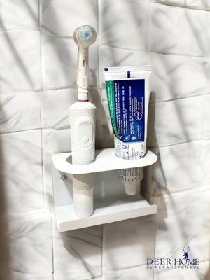 PremiumPort Duvara Monte Edilebilen Şarjlı ve Pilli Diş Fırçası ile Diş Macunu Tutucu