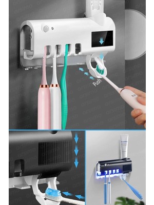 PremiumPort Güneş Enerjili Uv Sterilizatör ve 4'lü Diş Fırçası Tutucu Seti