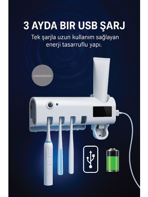 PremiumPort 4’lü Diş Fırçası Sterilizasyon ve Otomatik Macun Sıkacağı Seti