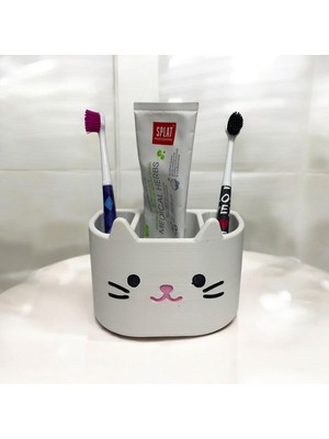 PremiumPort Sevimli 3D Baskı Diş Fırçası ve Macun Düzenleyici Banyo Organizeri