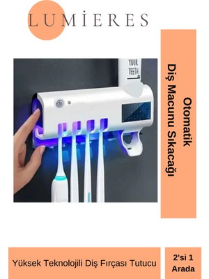 PremiumPort Güneş Enerjili Otomatik Diş Macun Sıkacağı ve Fırçalı Sterilizatör Seti