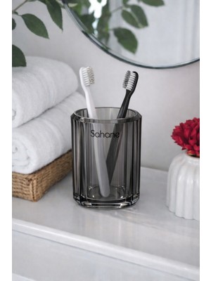 PremiumPort Şeffaf Akrilik Siyah Banyo Diş Fırçalığı SHN-1182