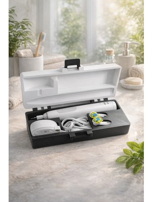 PremiumPort Elektrikli Diş Fırçası Taşıma ve Saklama Kutusu, Şarj ve Yedek Başlık Bölmeli