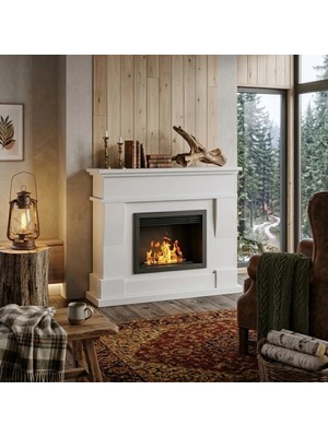 Starfire Classic Design Beyaz Taşınabilir Bioethanol Şömine – Dumansız, Kokusuz