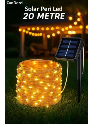 Eser Ticarett Güneş Enerjili 20 Metre Peri LED Işık 200 LED 8 Mod Dış Mekan Ağaç Balkon Solar Bahçe Aydınlatma