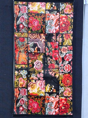 Bellino 4673 Siyah Gül Patchwork Çiçekli Halı 80X150