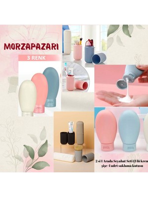 PremiumPort Pratik Aksesuar Taşıma Kabı ve 3'lü Krem Şişe Seyahat Seti
