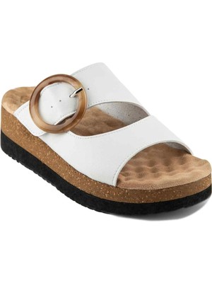 Muya Velma Anatomik Kadın Masaj Taban Terlik Beyaz