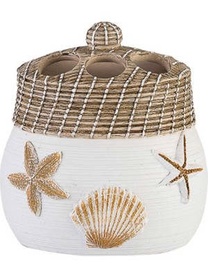 PremiumPort Şık Bej Deniz Yıldızı Diş Fırçalık, Banyo ve Mutfak Dekoru