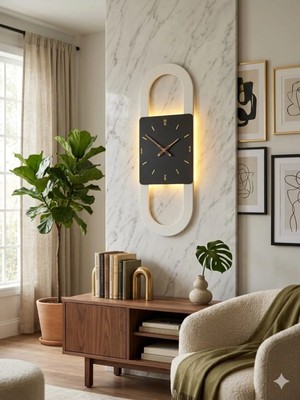 Serengeti Art Berlin Ahşap Salon Duvar Saati Pilli (Ledli) Quartz Ultra Sessiz Mekanizma 25 cm x 85 cm