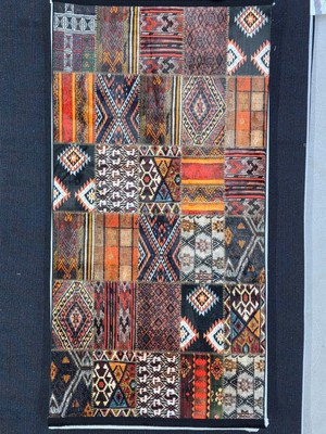 Bellino 4411 Siyah Renkli Kilim Patchwork Halı 80X150
