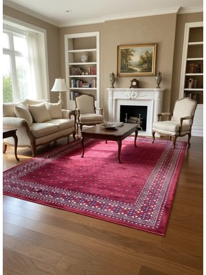 Asar Yün Ipek H3990A Koyu Kırmızı Bukhara Desenli Halı 200X290