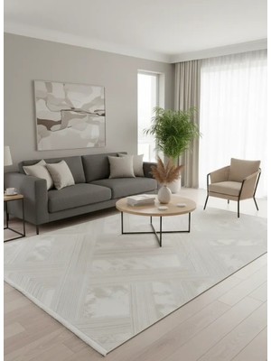 Veseo Armoni 40024A Krem Halı 200X290 | Çapraz Eskitme Desenli Halı