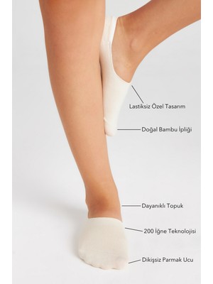 Bambu Erkek Babet Siyah Çorap Dikişsiz Görünmez Kaydırman Topuk Silikonlu Premium 6'lı Beyaz Paket