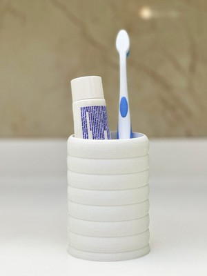 PremiumPort Şık Beyaz Banyo Düzenleyici, Diş Fırçalık, 10CM