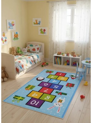 Bellino 5485 Çocuk Atlama Taşı Halısı Yılbaşı Temalı 120X180