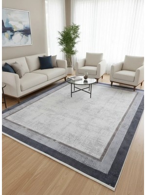 Bellino 4906 Gri Beyaz Eskitme Bordürlü Halı 160X230
