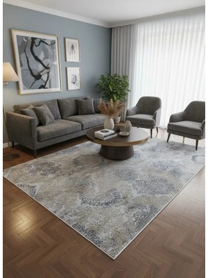 Asaryün Asar Yün Moda H4850 Mavi Modern Damask Desenli Halı 200X290