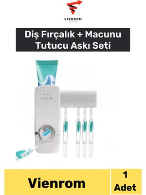 PremiumPort Pratik Yapışkanlı 5'li Diş Fırçalık, Macunla Uyumlu ve Kolay Asma