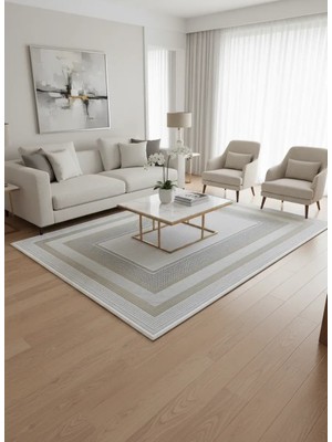 Çapan Armoni H6812A Gri Gold Bordürlü Lüks Halı 200X290