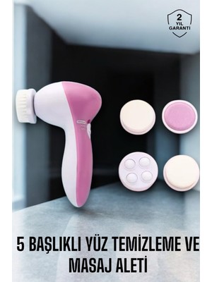 PremiumPort Taşınabilir Yüz Temizleme Cihazı, Masaj ve Peeling 5 Başlıklı