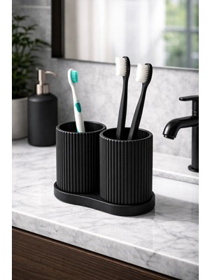 PremiumPort Çiftli Diş Fırçalık Çok Amaçlı Organizer 14X10 Cm, Pratik ve Şık Tasarım