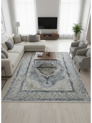 Asaryün Asar Yün Moda H4861 Mavi Klasik Madalyonlu Halı 200X290