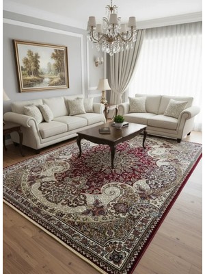 Asar Yün Ipek H4030C Koyu Kırmızı Herati Çiçekli Klasik Halı 200X290