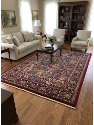 Hereke Classic 3078L Kırmızı Bahçe Bölmeli Klasik Halı 200X290