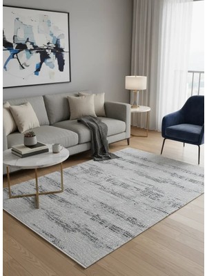 Stil 10029A Açık Gri Koyu Gri Halı 200X290 | Balıksırtı Mozaik Gri Halı
