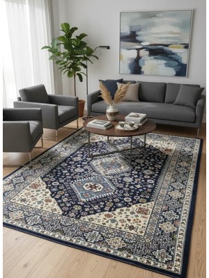 Asar Yün Ipek H4320A Lacivert Klasik Halı 200X290
